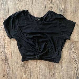 Cropped Black shirt with Tie in front